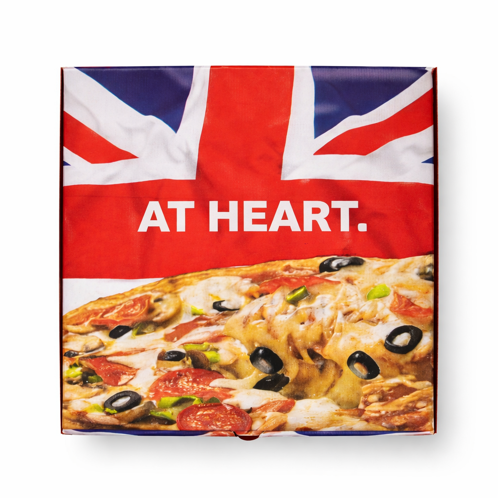 12" UK FLAG (AT HEART) PIZZA BOXES