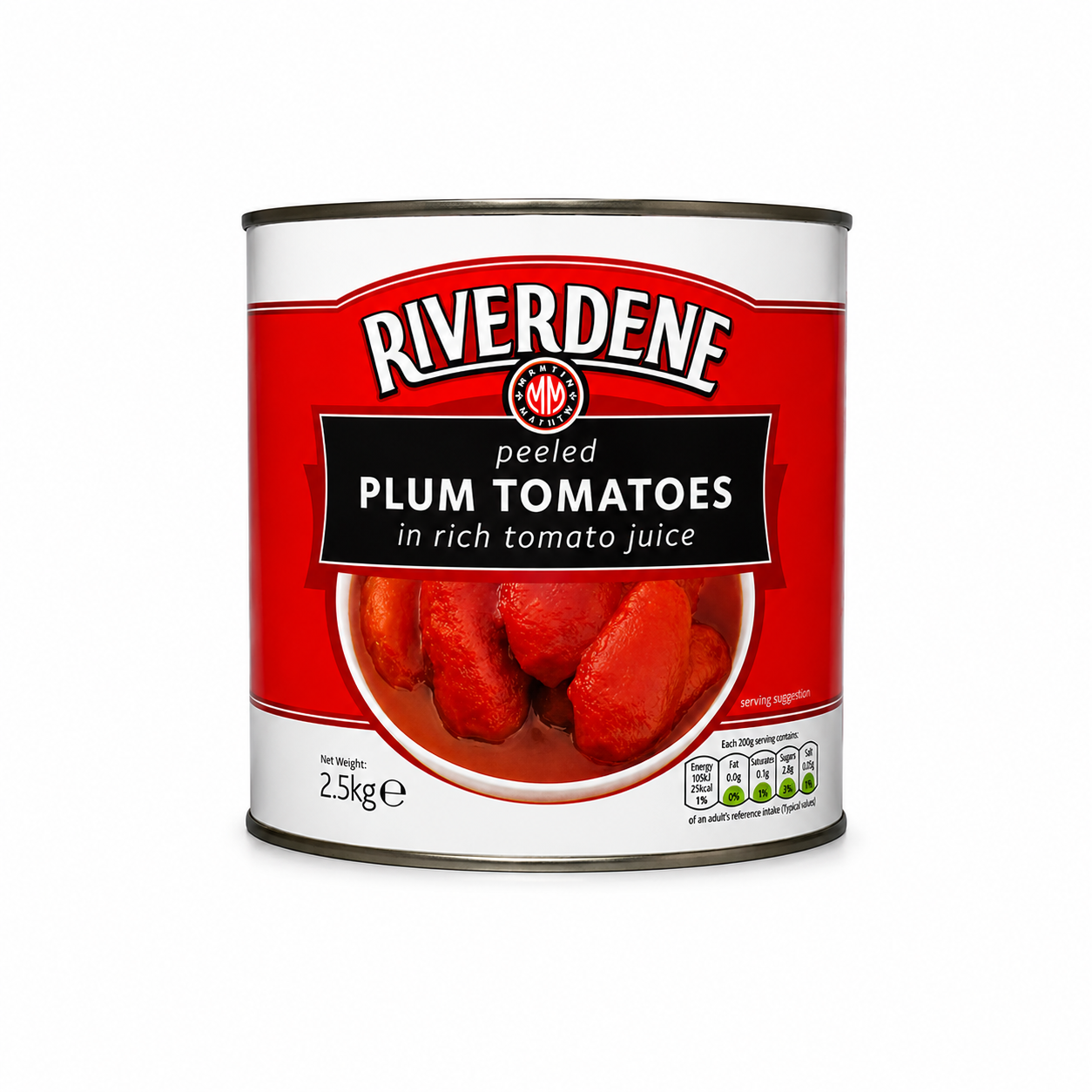 RIVERDENE PEELED PLUM TOMATOES TIN 1X2.5KG