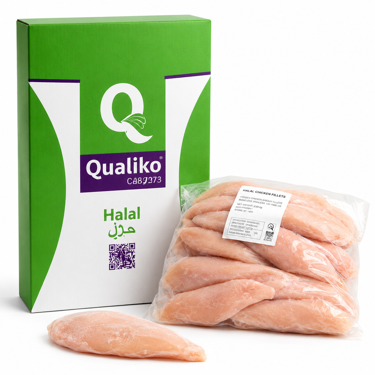 (QUALIKO) CHICKEN FILLETS 130-150G 10KG GREEN BOX