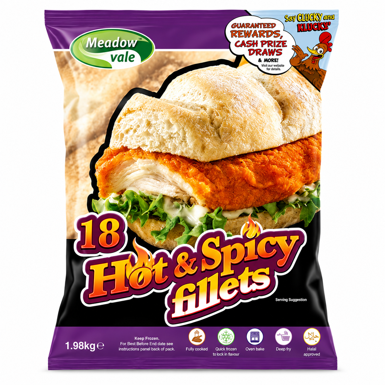 MEADOWVALE HOT & SPICY FILLET BURGER 110G 1X1.98KG