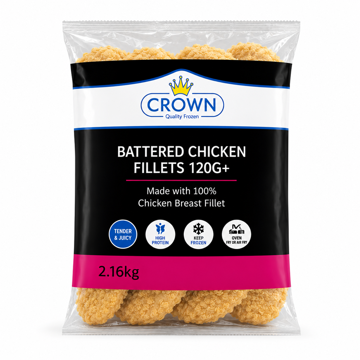 CROWN BATTERED PB CHICKEN BURGER (18X120G)