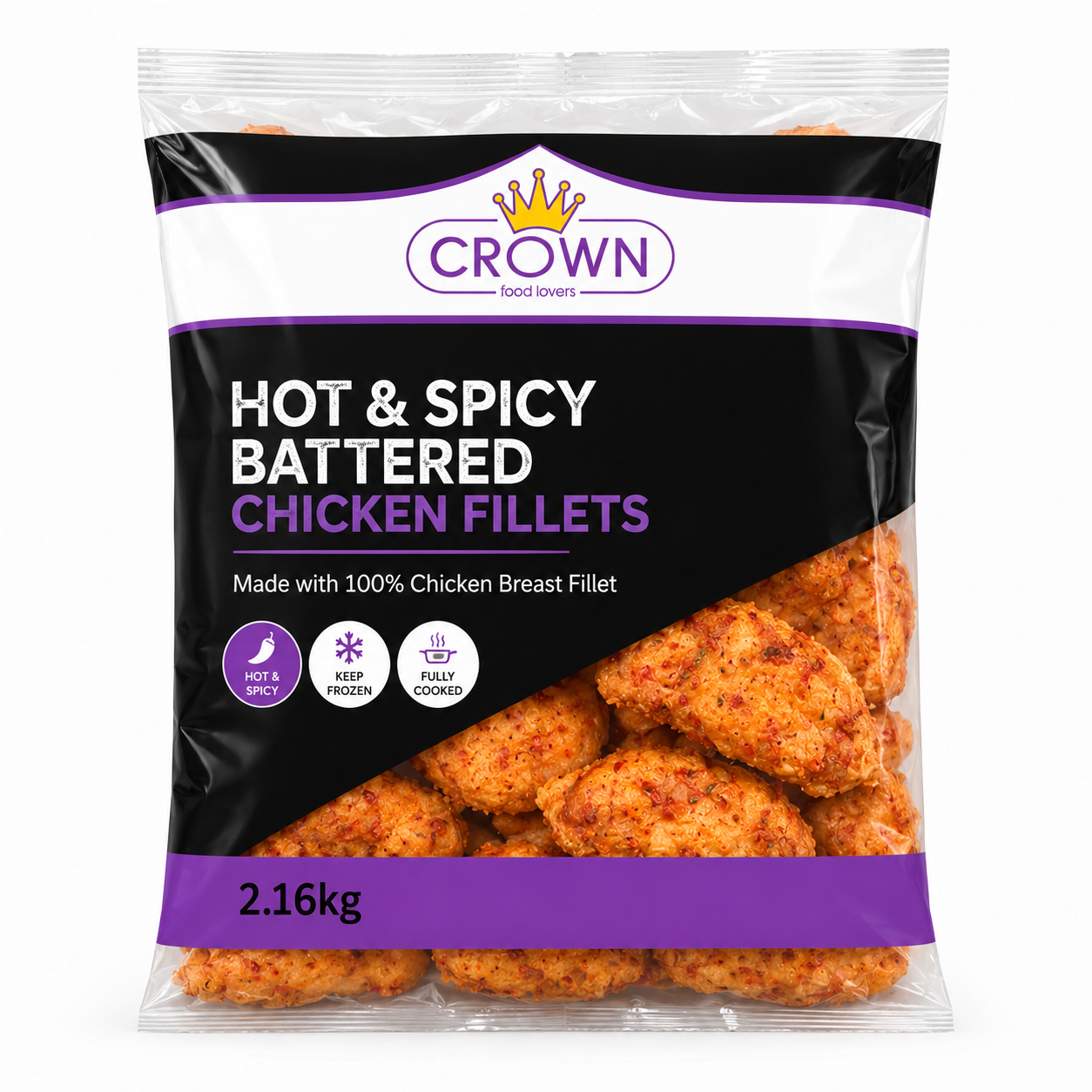 CROWN HOT&SPICY BATT CHICKEN FILLET BURGER(18X110g