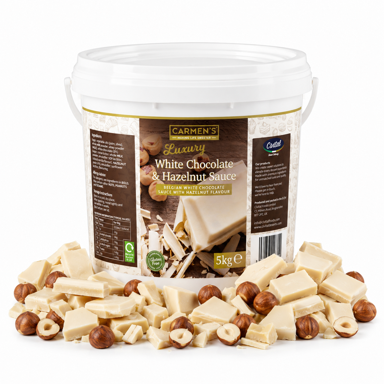 [5KG TUB] CARMENS BIANCO HAZELNUT SAUCE